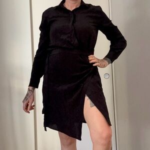 All Saints Silk Black Long Sleeve Dress Size 2